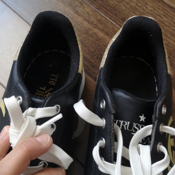 Trussardi faux leather sneakers with glittery logo - Picture 8 of 15